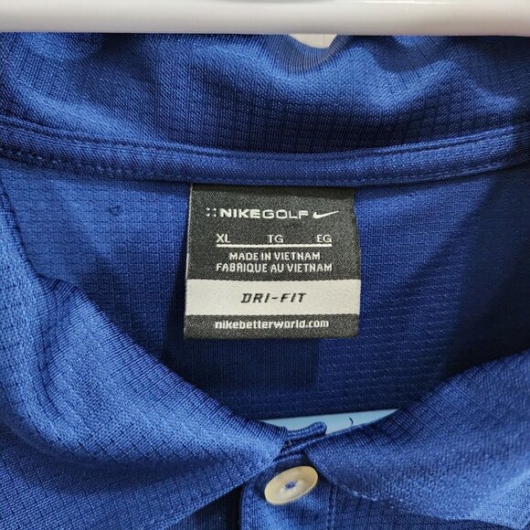 Nike Golf Blue Dri Fit White Swoosh Logo Polo Shirt Size XL 100% Polyester - Picture 3 of 11